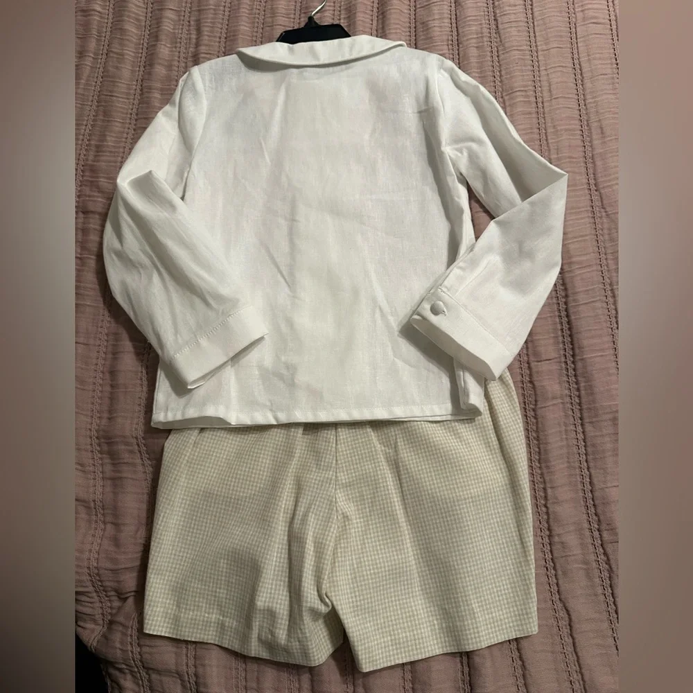NWT Edgehill Collection Hockman  Peter Pan Collar Linen Top & Shorts Set